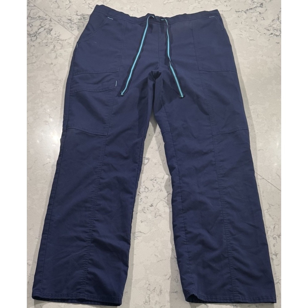 Scrubstar Cargo Scrub Pants Womens Large Indigo Blue Drawstring Stretch Pockets